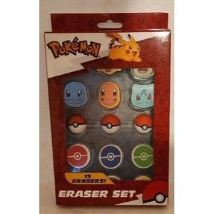 Pokemon (15 Erasers) Eraser Set There Is A Tear On The Back Top Next To Pokémon